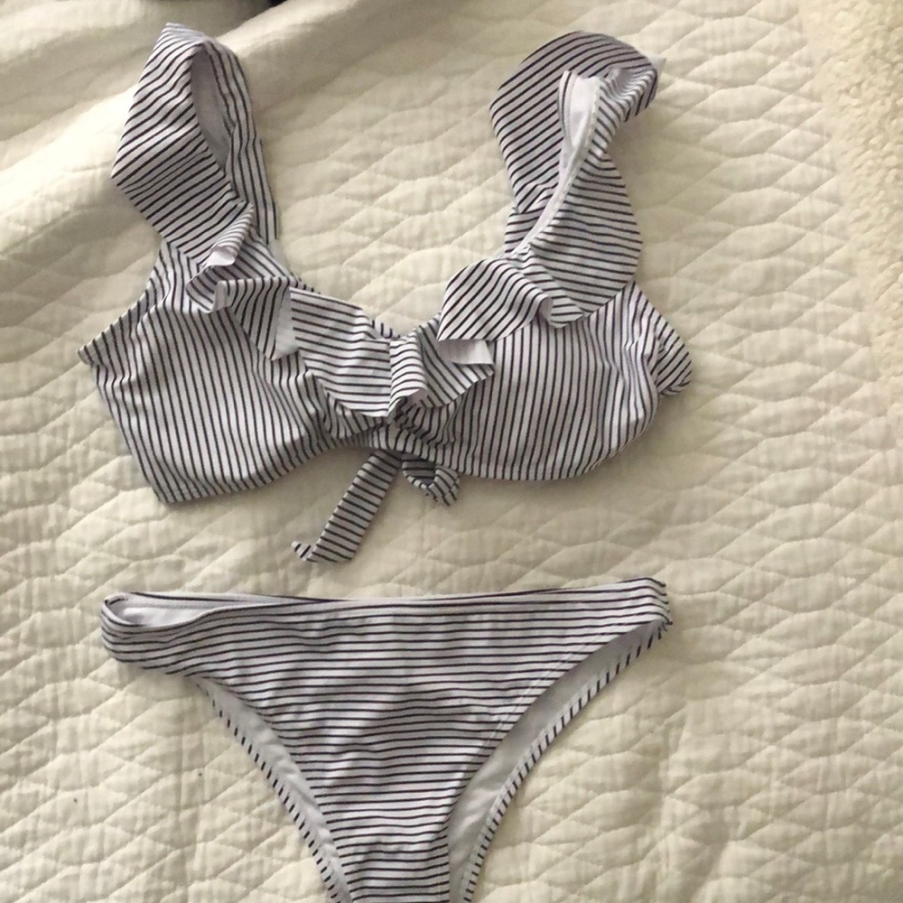 Never worn two piece bathing suit. SHEIN. Blue and white